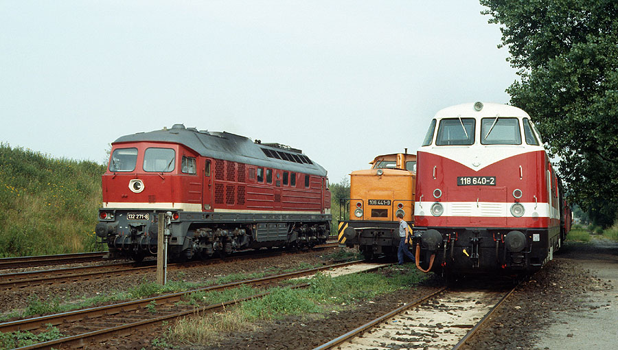 DR-Dieselloks in Eilsleben, 27.08.1990 